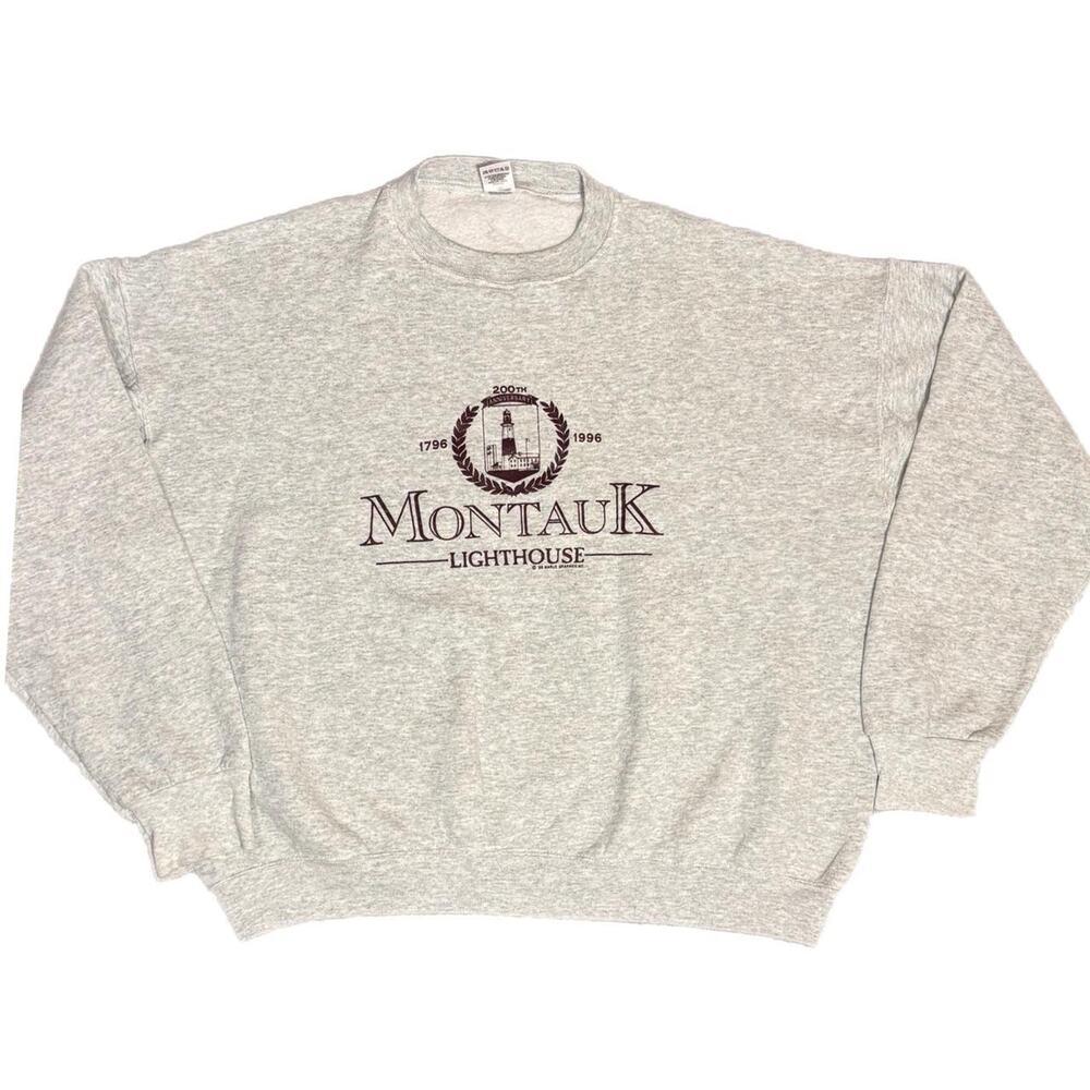 Vintage 90s Montauk lighthouse grey crewneck (xxl)
